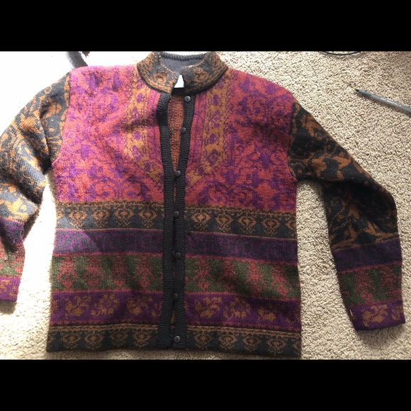 Vintage 100% wool thick warm colorful sweater - Picture 1 of 5